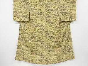 アンティーク　草花に青海波模様上代紬着物